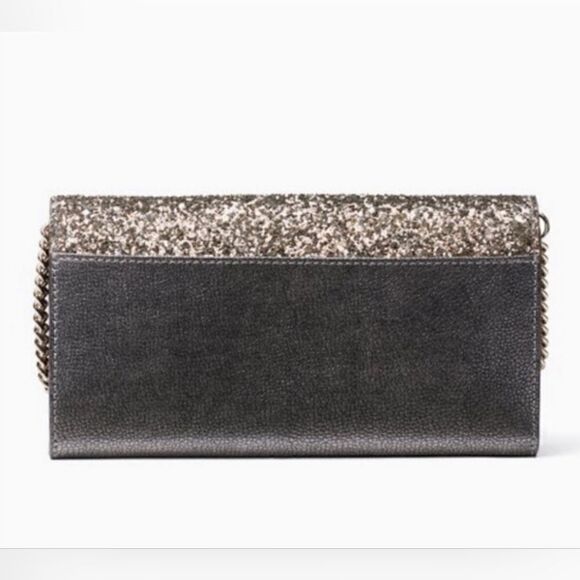 Kate Spade Gunmetal Gray Milou Laurel Way Glitter, RARE Wallet on a Chain - Picture 6 of 11